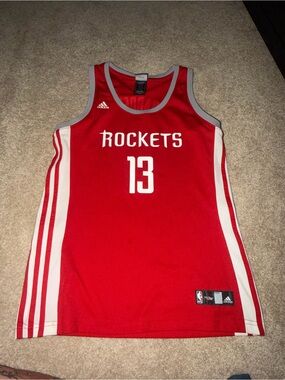 adidas Rockets Red and White #13 Basketball Jersey